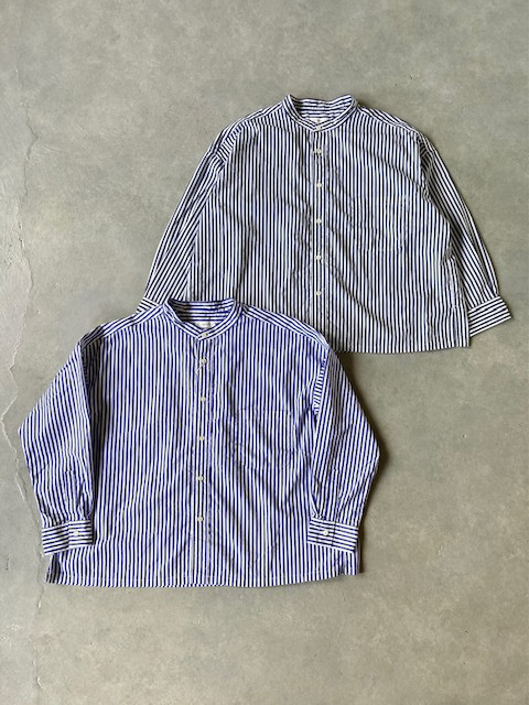 PRIT  ブロードストライプ  スタンドカラービッグシャツ