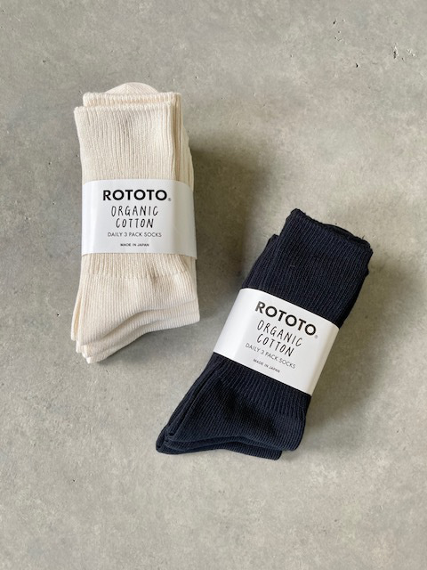 ROTOTO ORGANIC DAILY 3 PACK RIBBEDCREW SOCKS