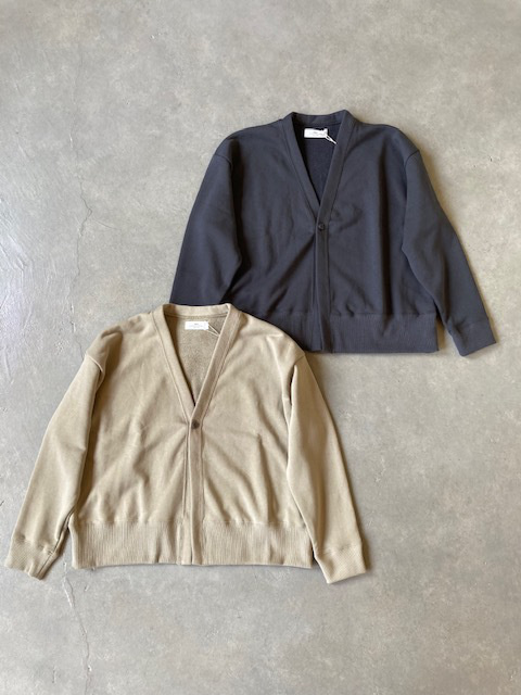 SOIL COMBED COTTON FRENCH TERRY V-NECK 1 BUTTON CARDIGAN