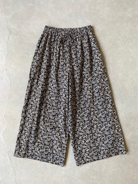 SOIL  COTTON SLUB SMALL FLOWER PRINT  WIDE EASY PANTS