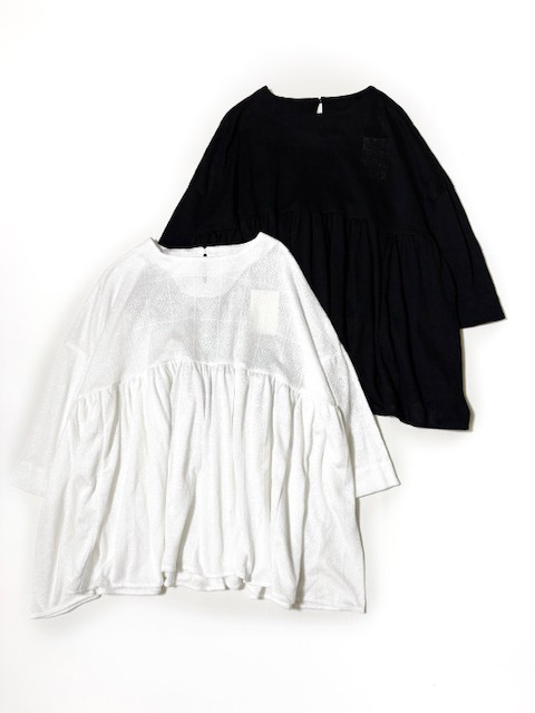 Gauze  MESH JACQUARD  SWITCHING GATHER BLOUSE