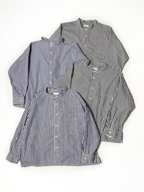 PRIT ブロードストライプ スタンドカラービッグシャツ