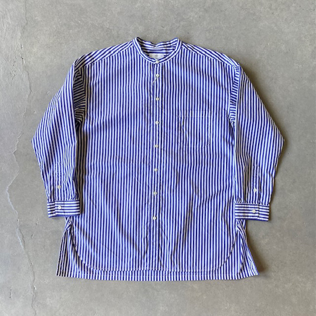 PRIT ブロードストライプ スタンドカラーオーバーサイズシャツ