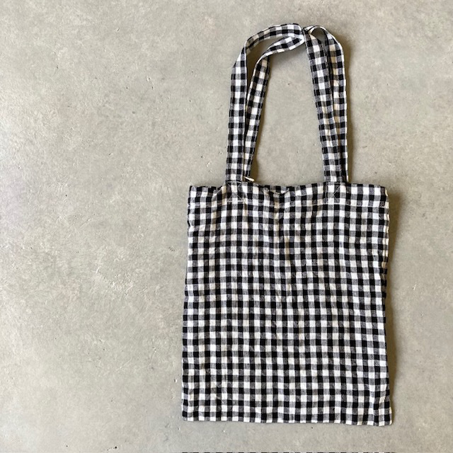 R&D.M.Co- (OLDMAN'S TAILOR) LINEN GINGHAM CHECK TOTE BAG