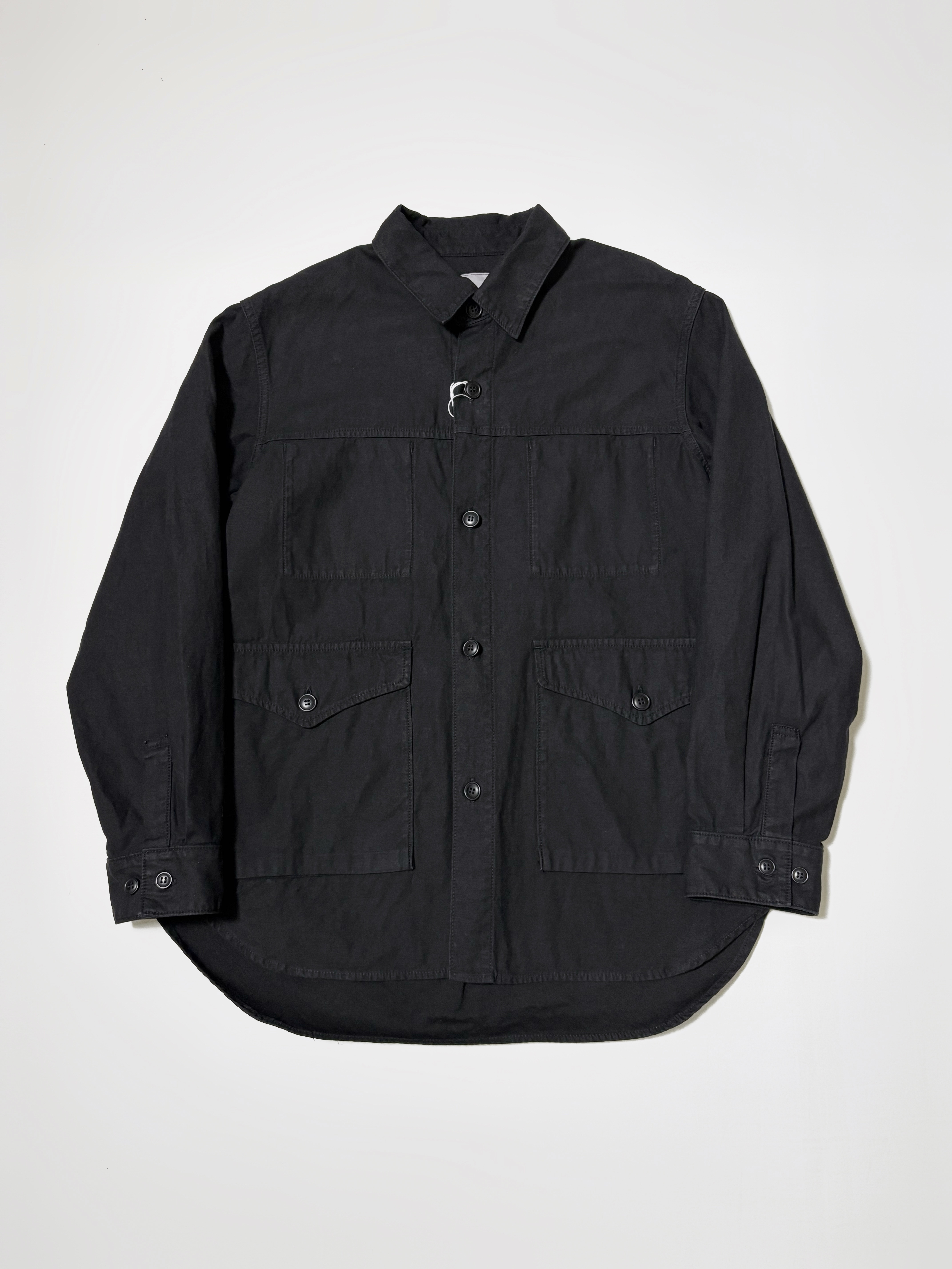 SAGE DE CRET コットンリネンバッグサテンロングシャツジャケット