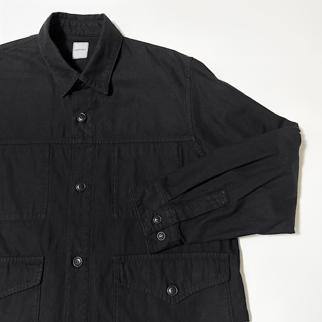 SAGE DE CRET コットンリネンバッグサテンロングシャツジャケット