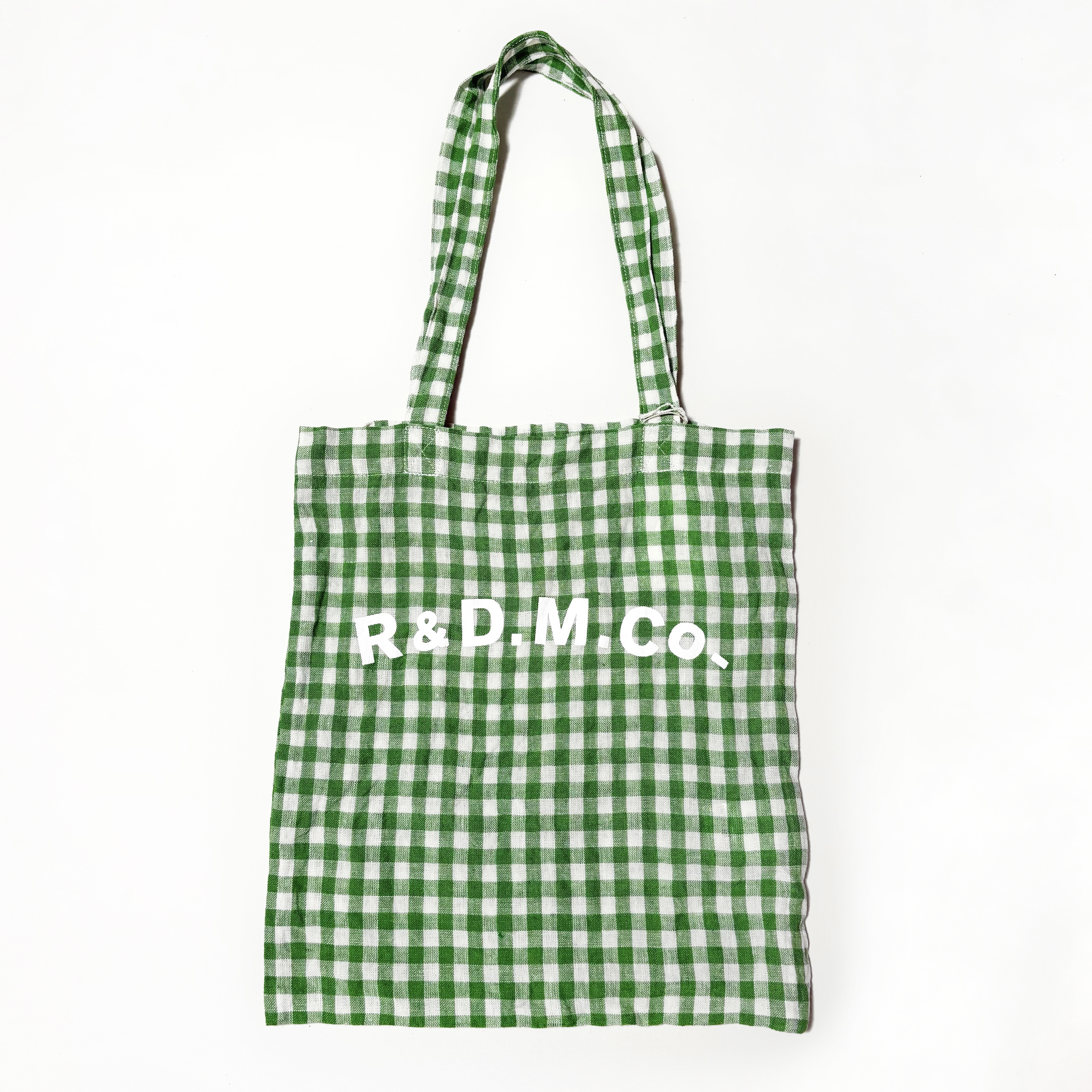R&D.M.Co- (OLDMAN'S TAILOR) LINEN GINGHAM CHECK TOTE BAG