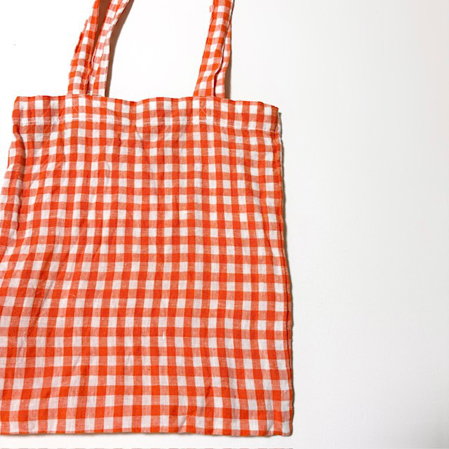R&D.M.Co- (OLDMAN'S TAILOR) LINEN GINGHAM CHECK TOTE BAG
