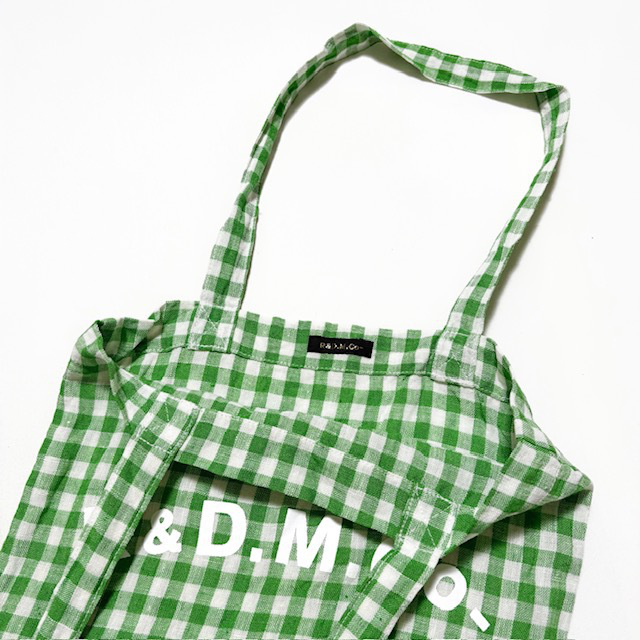R&D.M.Co- (OLDMAN'S TAILOR) LINEN GINGHAM CHECK TOTE BAG