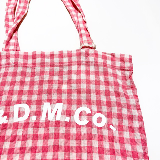 R&D.M.Co- (OLDMAN'S TAILOR) LINEN GINGHAM CHECK TOTE BAG