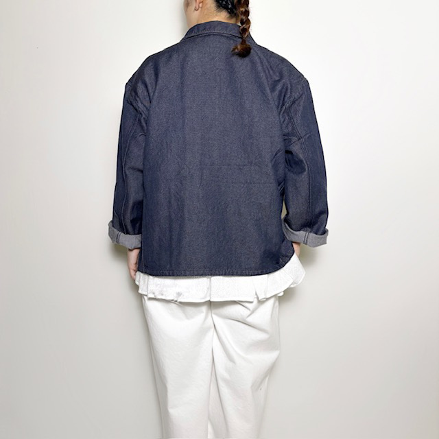 ARMEN WOOL / COTTON TWILL ROUND COLLAR DOUBLE JACKET