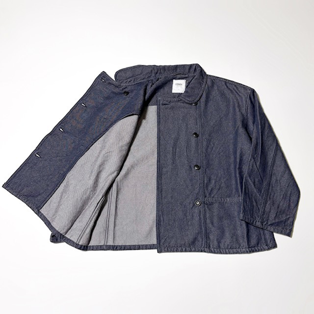 ARMEN WOOL / COTTON TWILL ROUND COLLAR DOUBLE JACKET
