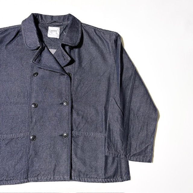 ARMEN WOOL / COTTON TWILL ROUND COLLAR DOUBLE JACKET