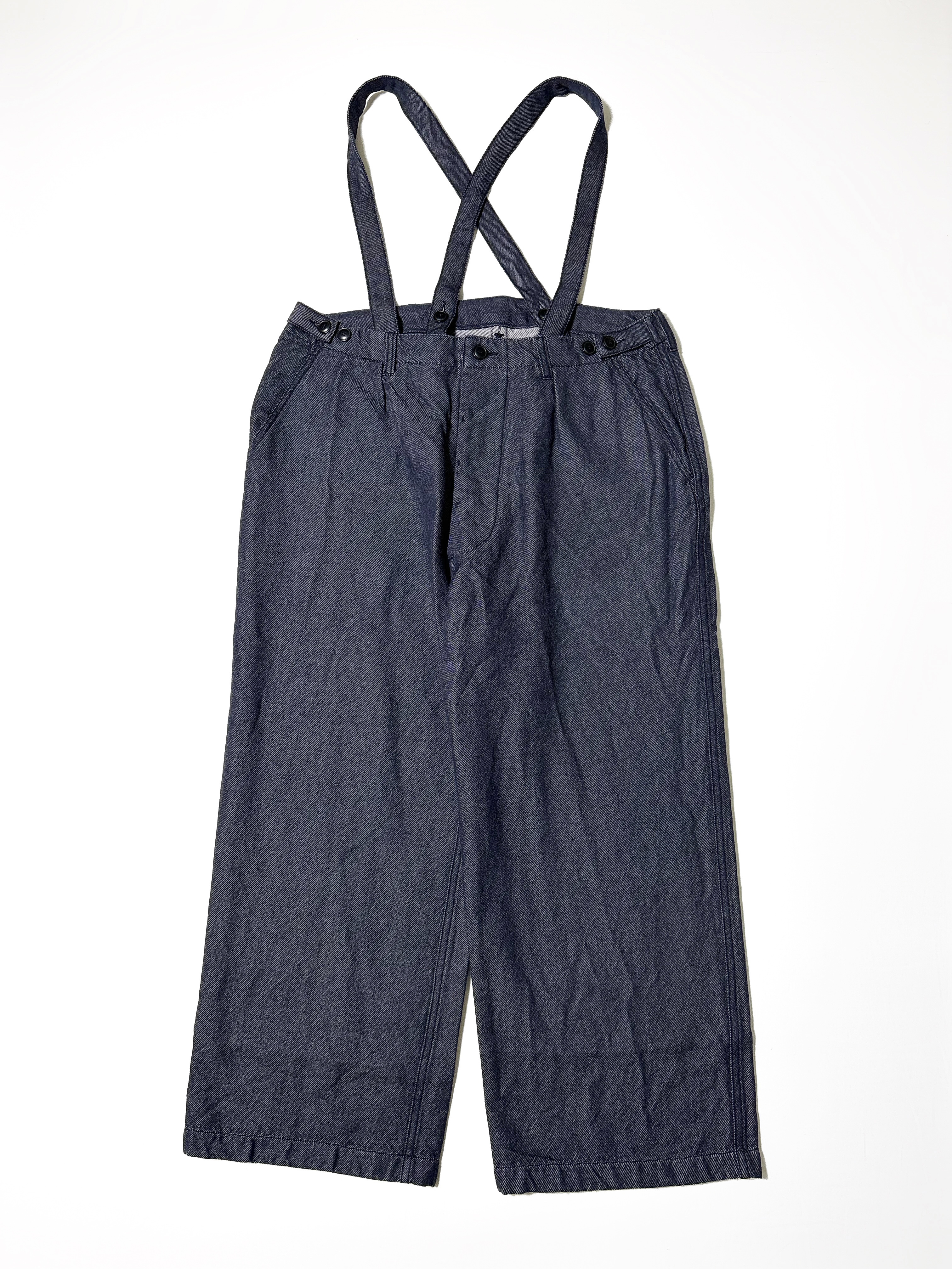 ARMEN WOOL / COTTON TWILL ADJUSTER TACK PANTS with SUSPENDERS 