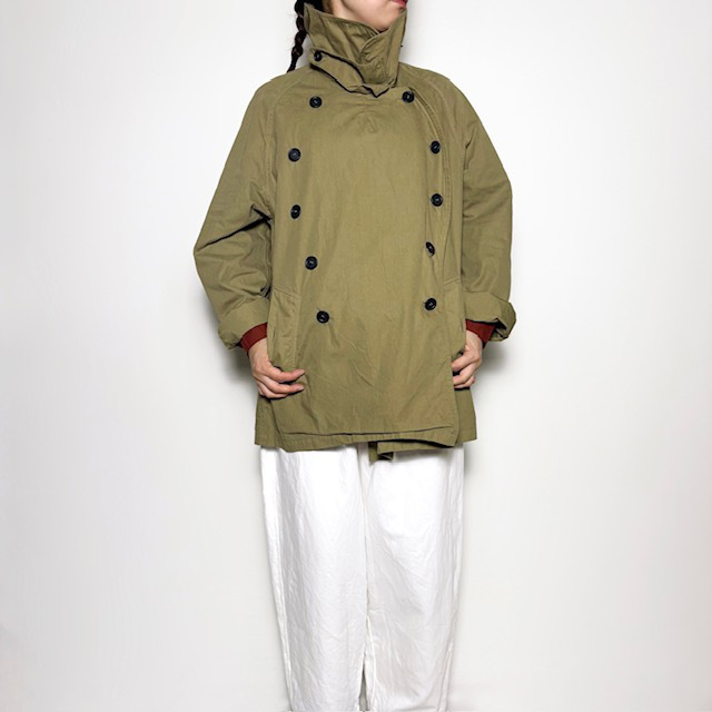 HTS MEDIUM WEIGHT PEACH SKIN COTTON DOUBLE OVER SHORT COAT