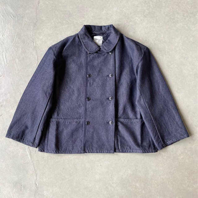 ARMEN WOOL / COTTON TWILL ROUND COLLAR DOUBLE JACKET