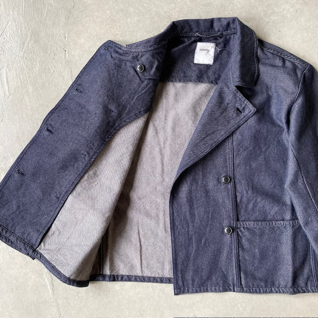 ARMEN WOOL / COTTON TWILL ROUND COLLAR DOUBLE JACKET