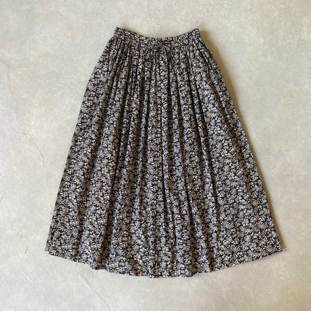 SOIL COTTON SLUB SMALL FLOWER PRINT GATHERED SKIRT