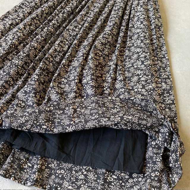 SOIL COTTON SLUB SMALL FLOWER PRINT GATHERED SKIRT