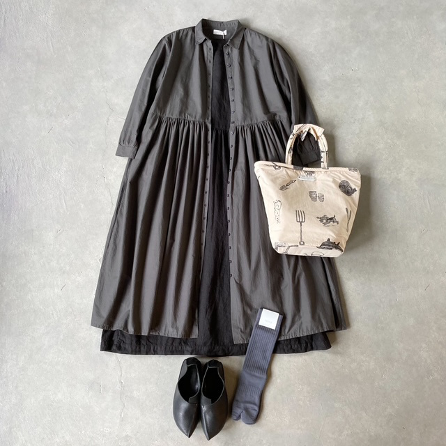 SOIL 40s POPLIN PLAIN REGULAR COLLAR DRESS