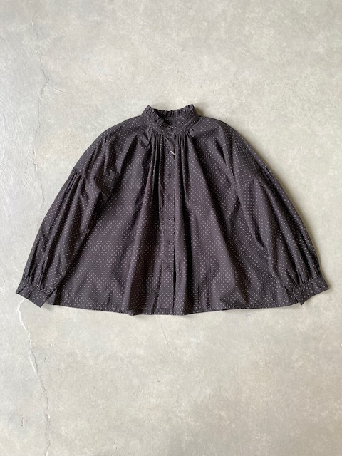 SOIL 40s POPLIN PIN DOT PRINT FRILL COLLAR SHIRT