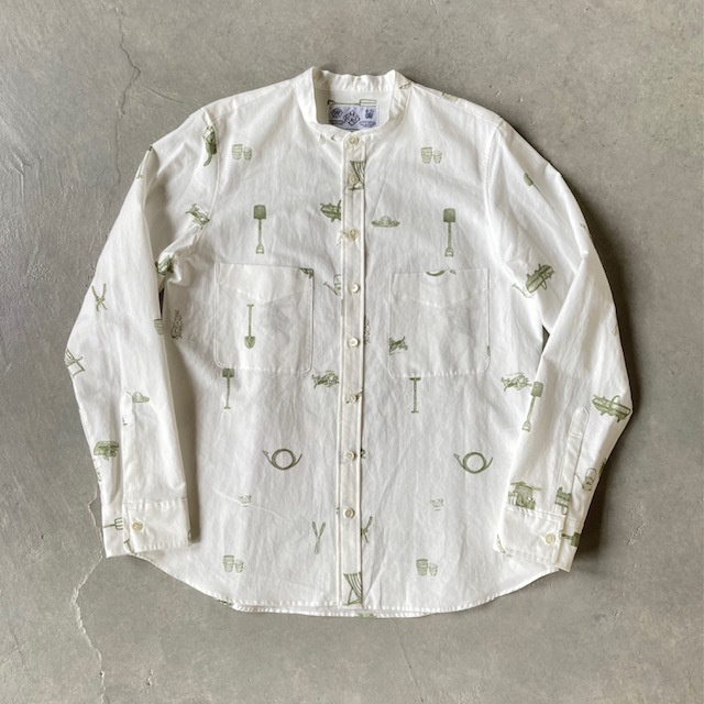 R&D.M.Co- (OLDMAN'S TAILOR) COOTN LINEN GREAT GREEN THUMB W-POCKET SHIRT
