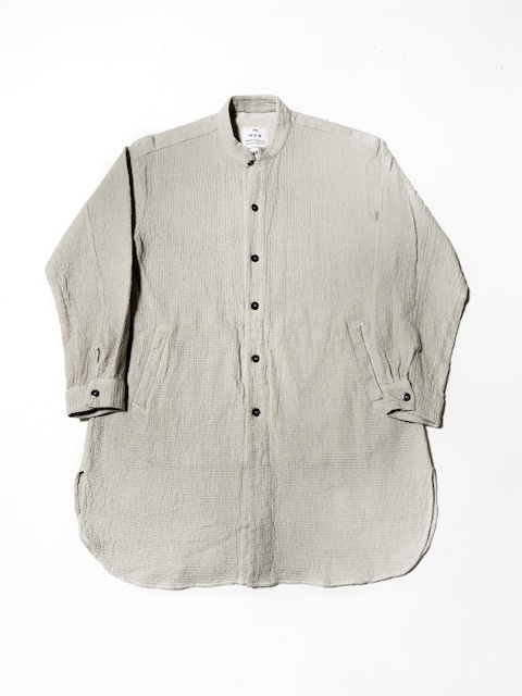 HTS (HARROW TOWN STORES)  WAFFLE PLAIN OVERDY   STAND COLLAR SHIRTS