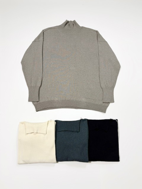 PRIT コットンウール 12G天竺編み タートルネックワイドプルオーバー