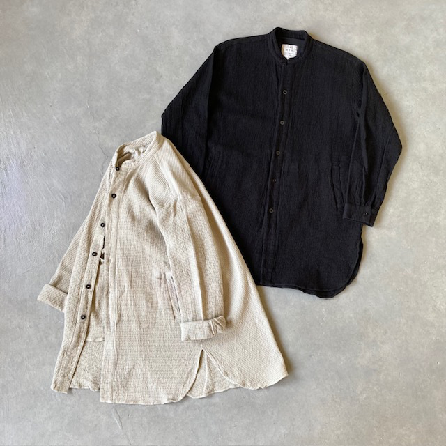 HTS (HARROW TOWN STORES) WAFFLE PLAIN OVERDYE STAND COLLAR SHIRTS