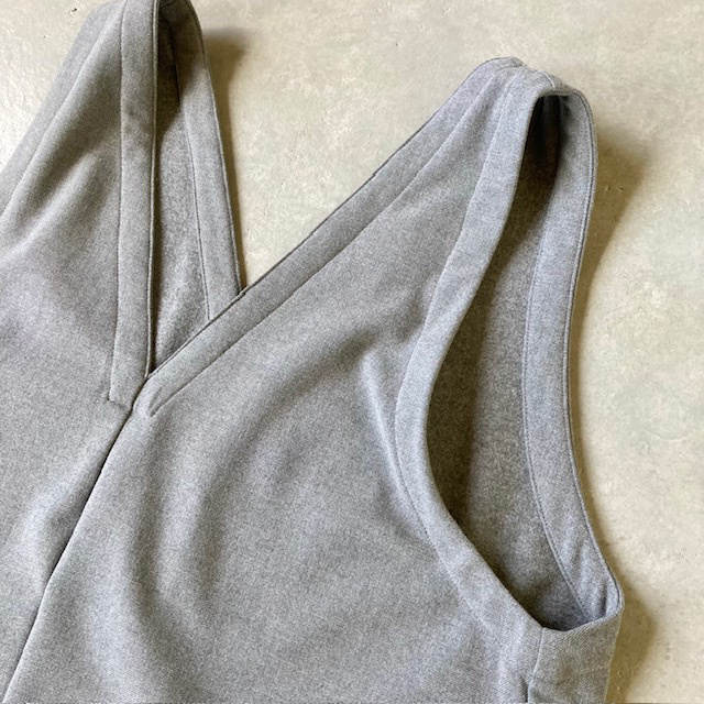 PRIT ツイルストレッチ裏起毛 Vネックオールインワン