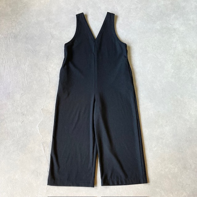 PRIT ツイルストレッチ裏起毛 Vネックオールインワン