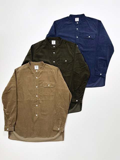 JAMES & CO. STANDARD SHIRTS  BAND COLLAR CORDUROY SHIRT