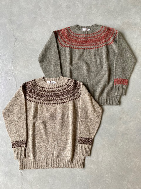 NOR' EASTERLY L/S CREW SUPERSOFT SHTLAND WOOL 2 TONE NORDIC