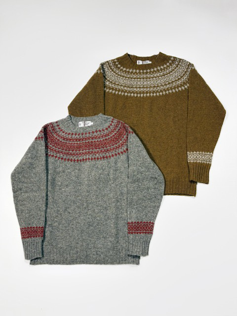 NOR`EASTERLY  L/S CREW SUPERSOFT  SHETLAND WOOL 2TONE NORDIC