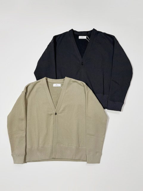 SOIL COMBED COTTON FRENCH TERRY V-NECK 1 BUTTON CARDIGAN