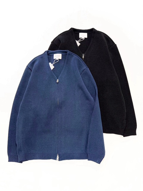 STILL BY HAND 和紙×ポリエステルニット ジップカーディガン