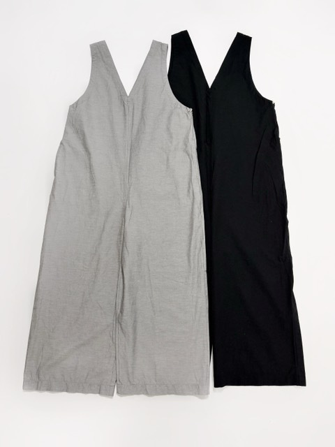 PRIT 綿麻ストレッチVネックオールインワン
