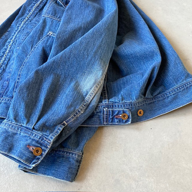 H.UNIT 10.5oz NEP INDIGO DENIM  ZIP WORK JACKET (Used wash)