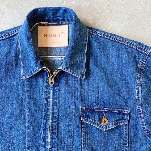H.UNIT 10.5oz NEP INDIGO DENIM  ZIP WORK JACKET (Used wash)
