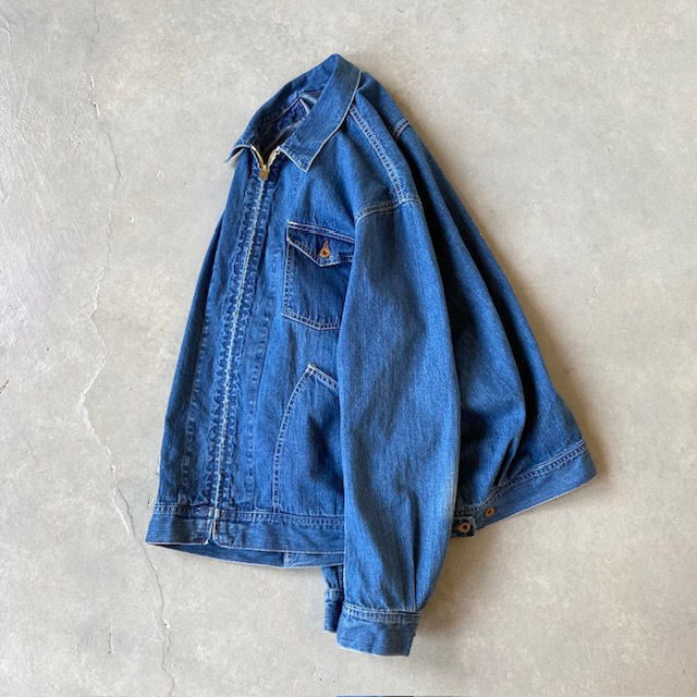 H.UNIT 10.5oz NEP INDIGO DENIM  ZIP WORK JACKET (Used wash)