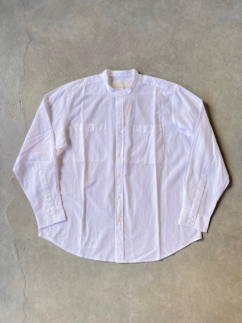 Vas-y lentement 60s ORGANIC CAMBRIC BANDED COLLAR L/SL OVERSIZED SHIRT