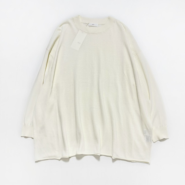 PRIT ハイツイストコットン16G天竺編み クルーネックワイドプルオーバー
