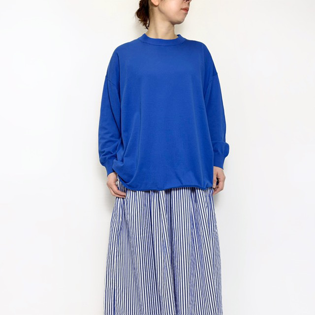 PRIT ハイツイストコットン16G天竺編み クルーネックワイドプルオーバー