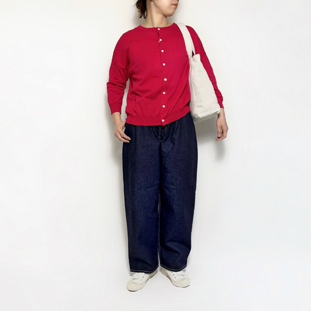 PRIT ハイツイストコットン16G天竺編み 2wayワイドカーディガン