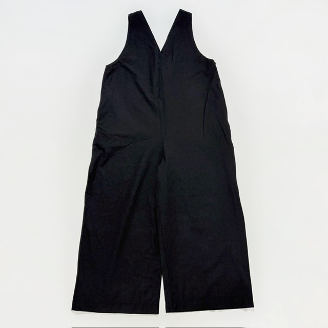 綿麻ストレッチVネックオールインワン