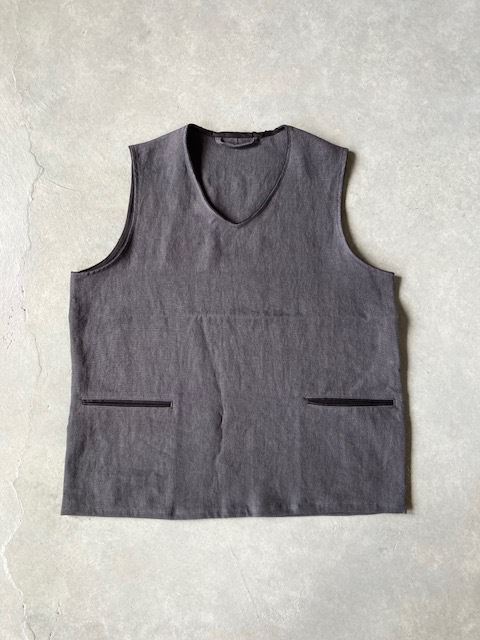 Nigel Cabourn FRENCH WORK VEST LINEN PIN OX