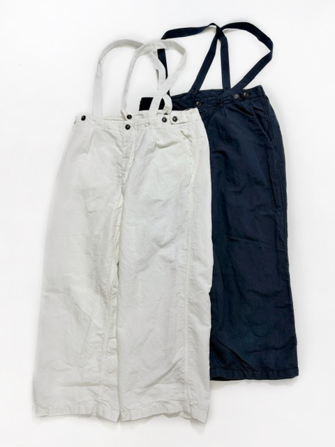 ARMEN LINEN COTTON OVERDYE ADJUSTER TACK PANTS WITH SUSPENDERS