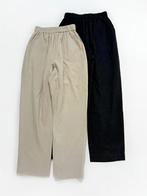 H.UNIT COTTON LINEN CHECK EASY PANTS