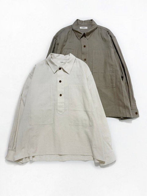 H.UNIT COTTON LINEN VIYELLA PULLOVER LONG SLEEVES SHIRT