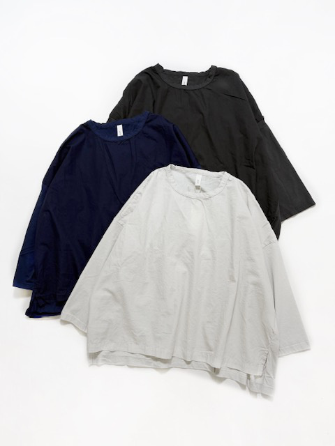 PRIT サイロプレミアム天竺×ブロード 切替7分袖ビッグプルオーバー